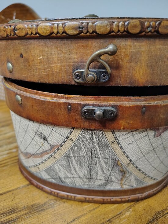 Other - Wooden Box Trinket Storage Globe Map